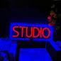 Studio Neon Sign Pink Blue LED Wall Art for Music Photo Studio Home Bar Cafe Decor Creative Business Lighting Vibrant Ambiance