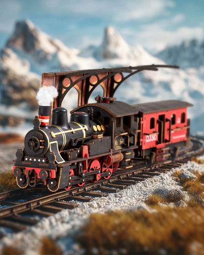 Robotime Steam Train 3D Wooden Model Kit – 405-Piece DIY Puzzle for Adults & Teens