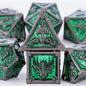 Skull and Dragon Metal Dice Set - 7-Piece Polyhedral DnD Dice for Dungeons & Dragons Tabletop RPG