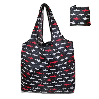 Foldable Reusable Grocery Tote Bag, Lemon Print Eco-Friendly Travel & Beach Pouch