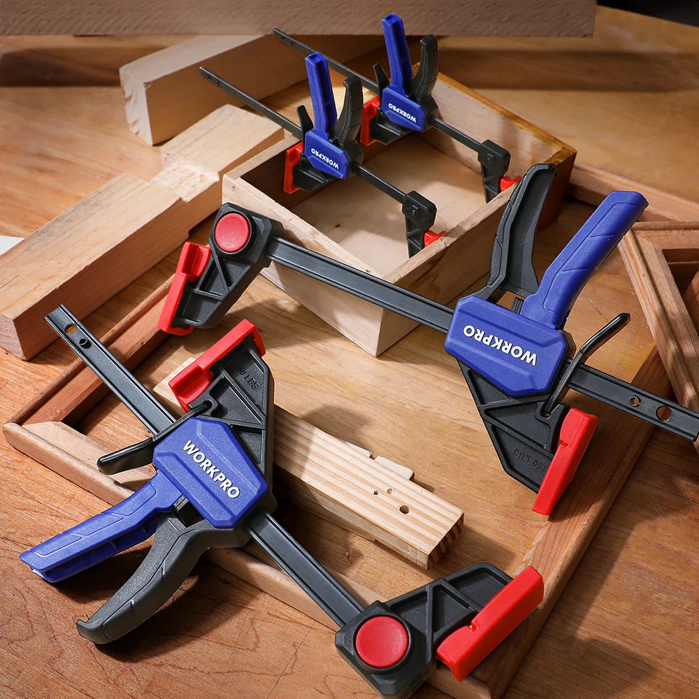 WORKPRO 4-Piece Bar Clamp Set – 4.5" & 6" F-Clamps for Woodworking & DIY Carpentry