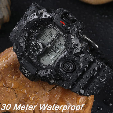 Men's Large Dial Digital Sports Watch – 55mm Waterproof Luminous Alarm Military Style