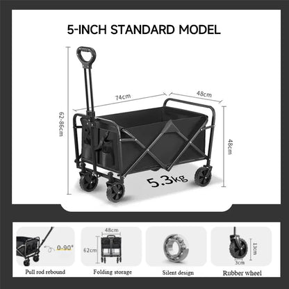 Camping Cart Foldable Trolley Outdoor Picnic Portable Hand-Pull Cart