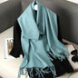 62-Color Winter Cashmere Scarf – Warm Tassel Pashmina Wrap for Women