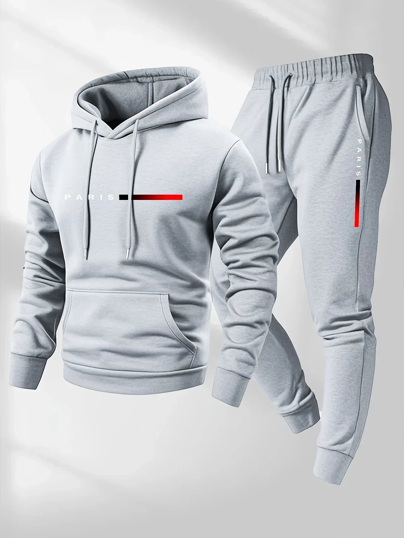 Men's Fleece Hoodie & Jogger Set – Letter Print Pullover Tracksuit for Fall Winter Casual Sportswear