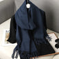 62-Color Winter Cashmere Scarf – Warm Tassel Pashmina Wrap for Women