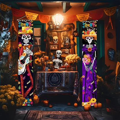 2D Halloween Skull Door Decoration, 180 x 30 cm
