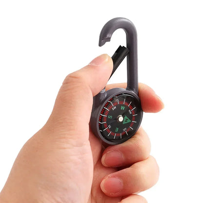 Mini Compass Carabiner Keychain — Camping & Hiking Backpack Buckle Survival Tool