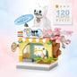 NEW Restaurant Dessert Coffee Pet Fruit Store Street View Food House Building Blocks Kit Girls Bricks Model Kids Toy Children