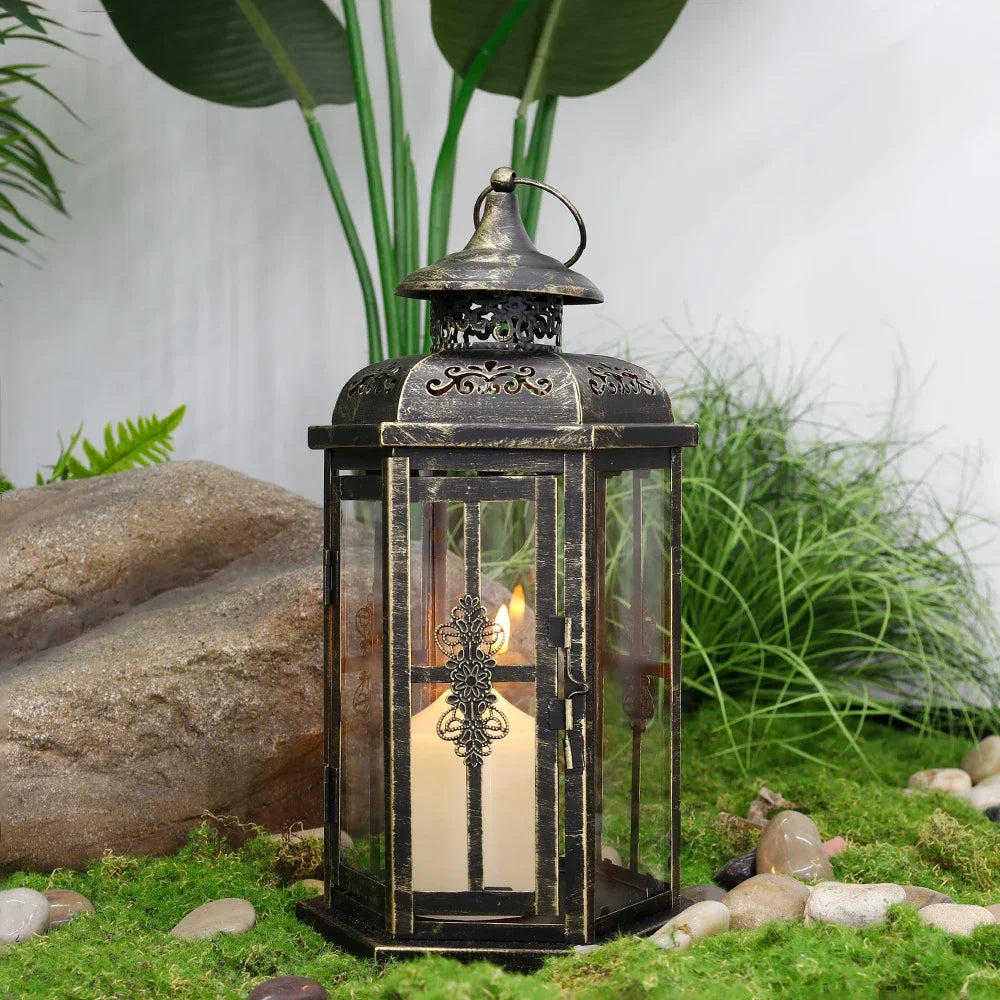 Vintage Nordic Metal Hanging Candle Lantern – Indoor & Outdoor Decor