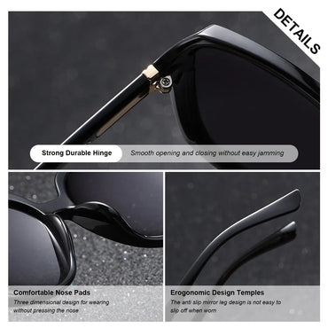 BARCUR Women’s Gradient Butterfly Frame Polarized Fashionable Sunglasses – Trendy Elegant Large PC Elliptical Design with UV400 Protection for Summer Travel Beach Shopping & Summer Style – White Gift Box Included