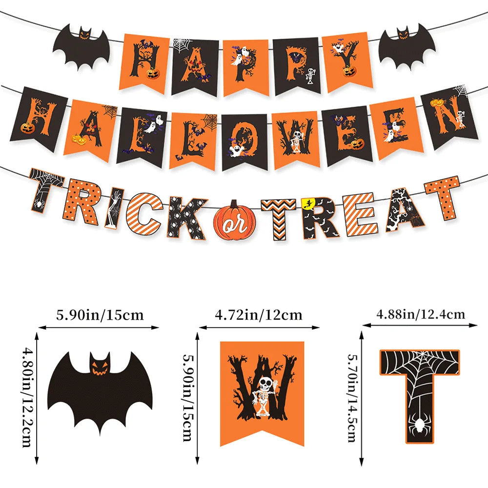 Halloween Party Decoration Set, Banner, Garland, Spider Web and More