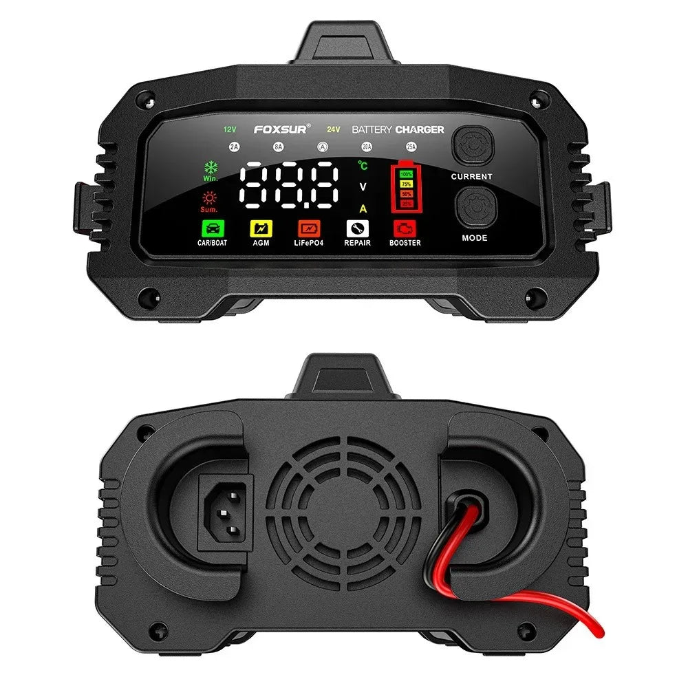 12V/24V Smart Battery Charger, 25A/15A for Lead-Acid & LiFePO4