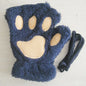 Cute Cat Paw Fingerless Mittens Plush Half-Finger Warm Fluffy Gloves for Women & Unisex