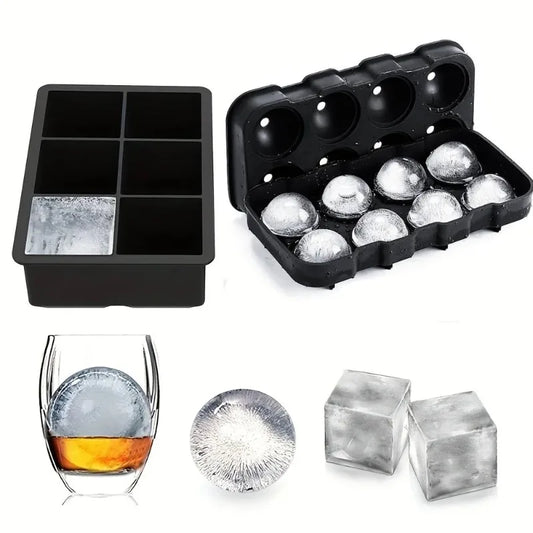 Silicone Ice Ball Maker Tray – 4/6/8-Grid Ice Mold for Cocktails, Chocolate & Jelly – Food-Grade Dishwasher-Safe