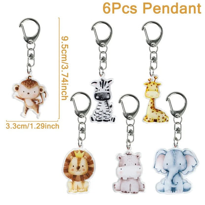 Jungle Animal Keychains Safari Animal Keychains Lion Giraffe Elephant Key Chains Animal Birthday Theme Decor Baby Shower Party