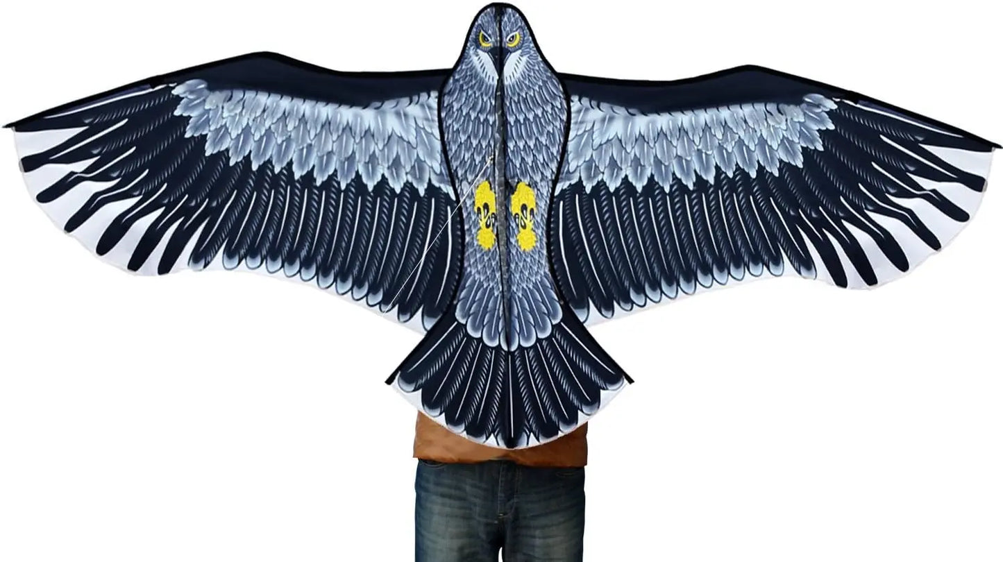 Eagle Kite 59 in (150 cm) Polyester Bird Kite with Handle and Line — Easy-Fly Outdoor Kite for Kids & Adults