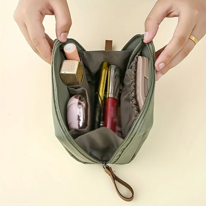 Small Solid Color Portable Makeup Bag - Waterproof Travel Cosmetic Pouch Organizer