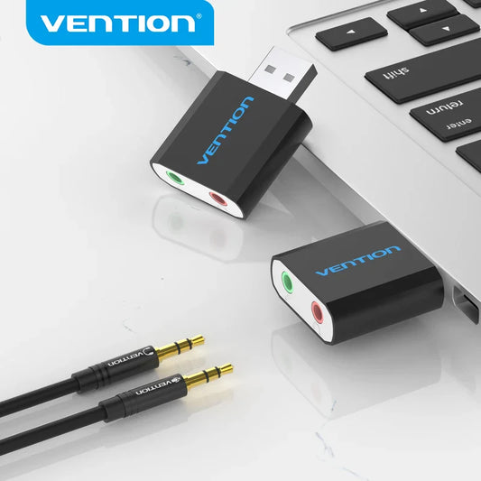 USB External Sound Card Adapter 3.5mm – Headphone & Mic USB Audio Interface for PC, Laptop, Mac, PS4, Chromebook, Raspberry Pi