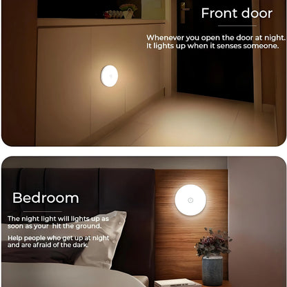 2-Pack LED Motion Sensor Night Light – USB Rechargeable, Magnetic Auto On/Off, Warm & White