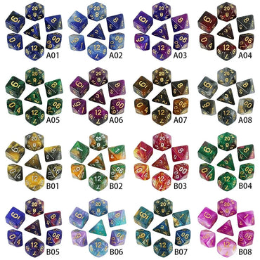 7-Piece Galaxy Polyhedral Dice Set for DnD & RPGs – Colorful Universe Effect (D4-D20)