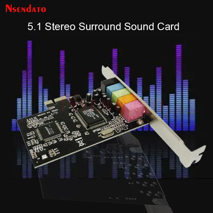 PCIe 5.1 Channel 3D Audio Sound Card - 6-Channel PCI Express with Solid Capacitors