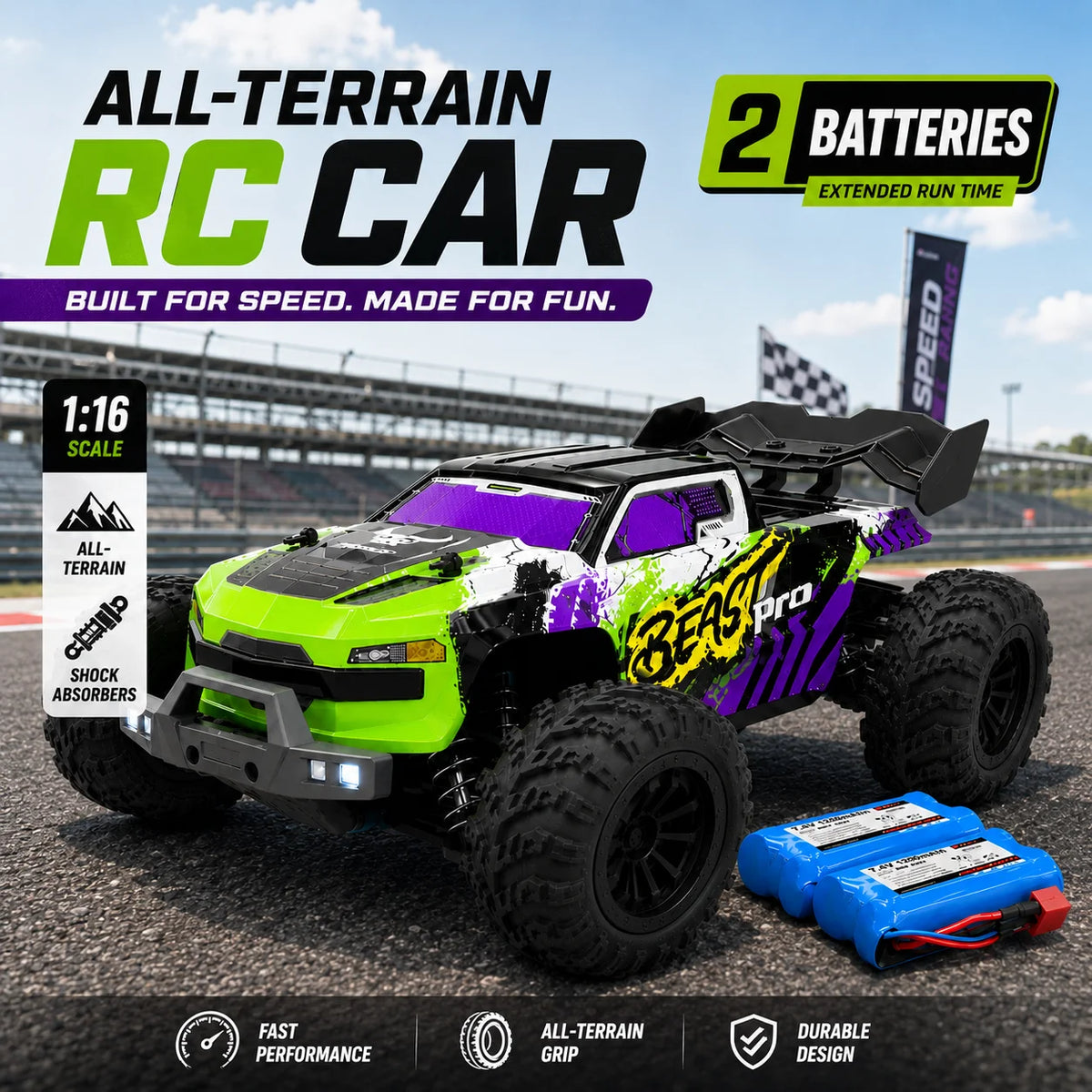 ZNLYRION 1:16 4WD RC Off-Road Truck, Up to 80 km/h