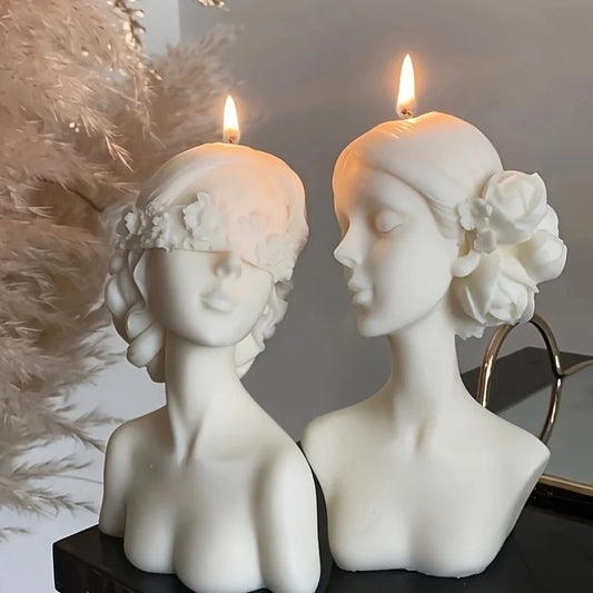 Silicone Mold for DIY Blindfolded Girl Sleeping Beauty Figurine Candle & Plaster Mold 10 x 8 x 8 cm (3.94 x 3.15 x 3.15 in)