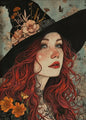 Witch Magical Art Print Witch with Full Moon Wall Decor Darkness Witches Painting Wall Decor Canvas Poster Dark Romantic Decor