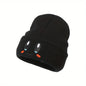 Big Eye Embroidery Elasticity Beanies Women's Cartoon Knitted Skull Caps Winter Warm Hip Hop Hats Men Crimping Melon Leather Hat