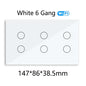 WiFi Smart Touch Glass Wall Light Switch — 8 Gang or 10 Gang (147 x 86 x 38.5 mm / 5.79 x 3.39 x 1.52 in) — Tuya/Smart Life, Alexa & Google Home