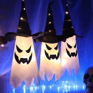 LED Ghost Wizard Hat Halloween Decoration – Indoor & Outdoor Ghost Light for Yard, Garden, Courtyard & Party – Style A or B