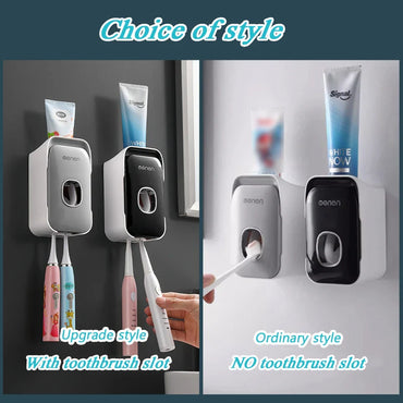 Automatic Wall-Mounted Toothpaste Dispenser & Toothbrush Holder – Punch-Free Bathroom Organizer