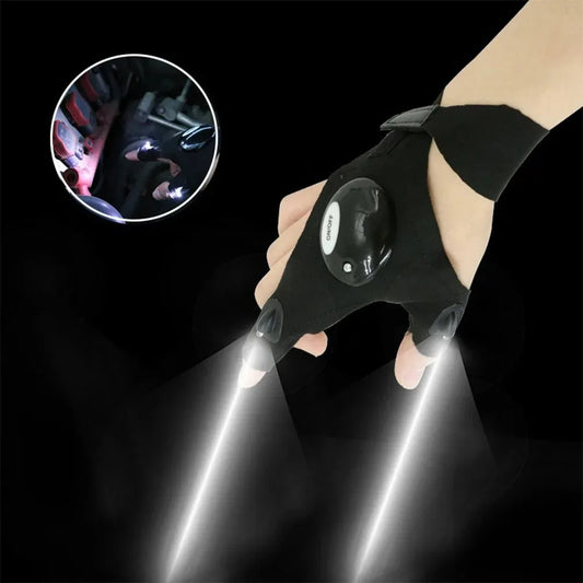 LED Fingerless Gloves for Fishing & Cycling – Light-Up Gloves with Built-In LED Lights for Night Outdoor Safety