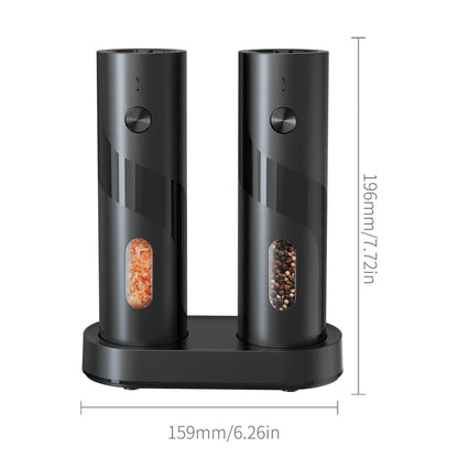 2-Pack USB Rechargeable Electric Salt and Pepper Grinder Set, Adjustable Coarseness, LED Light, Ceramic Core Top-Fill Spice Mills for Kitchen