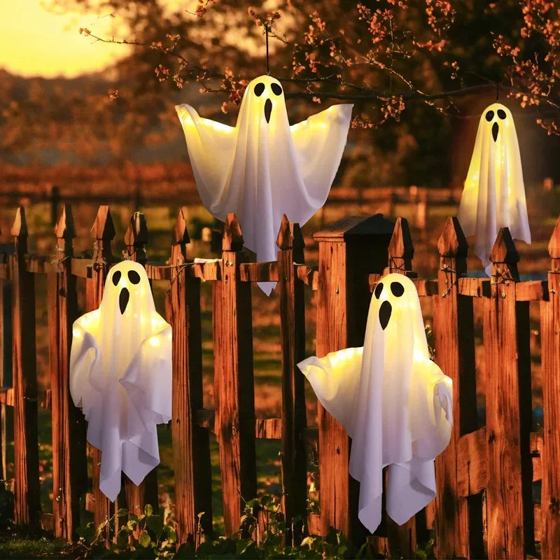 LED Ghost Halloween Hanging Decoration - White or Orange
