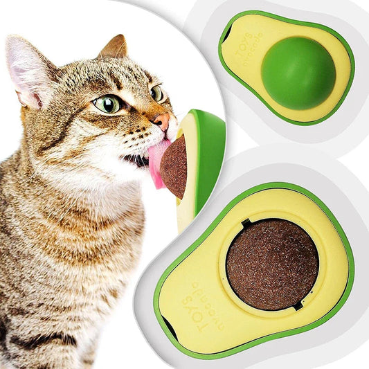 Avocado Catnip Ball Rotating Wall-Mounted Toy for Kittens – Mint Chew Ball for Cat Teeth Cleaning