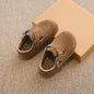 Kids Winter Suede Moccasins – Non-Slip Soft Sole Flat Shoes for Boys & Girls (Ages 3–12)