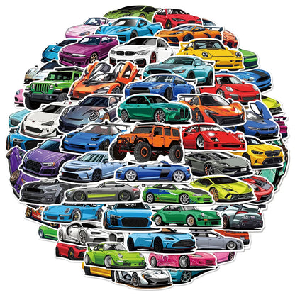 50/100 PCSRacing Car Cartoon Stationery Graffiti Stickers Decorative Water Cups Scooter Luggage Waterproof Stickers