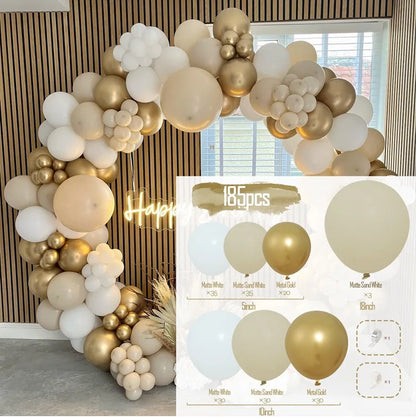 Sand White Balloon Garland Arch Kit Happy Birthday Party Decoration Kids Baby Shower Globos Wedding Birthday Party Latex Ballons