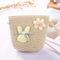 Girls Daisy Straw Mini Messenger Bag, Kids Shoulder Handbag with Coin Purse