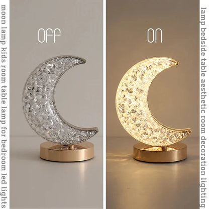 Touch Dimmable LED Moon & Star Night Light – Rechargeable USB Bedside Ambient Lamp, 3-Color Stepless Dimmer