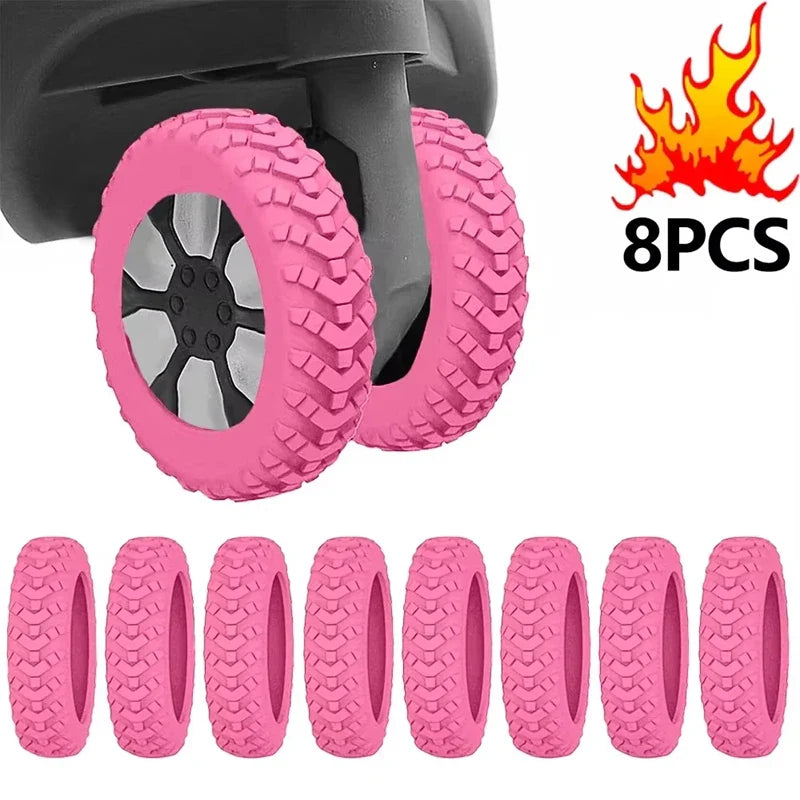 8-Pack Silicone Luggage Wheel Covers – 5 cm (2.0 in) Noise-Reducing Suitcase Caster Protectors
