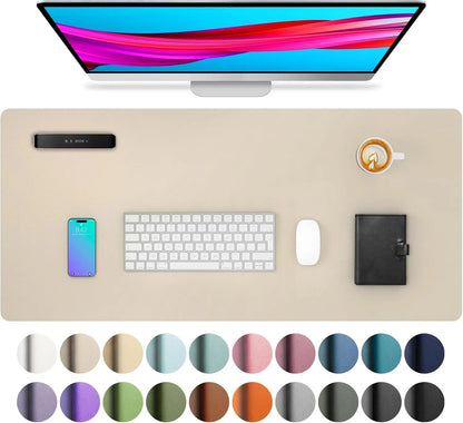 Large Waterproof PU Leather Desk Mat for Office & Home — Keyboard, Mouse & Writing Pad