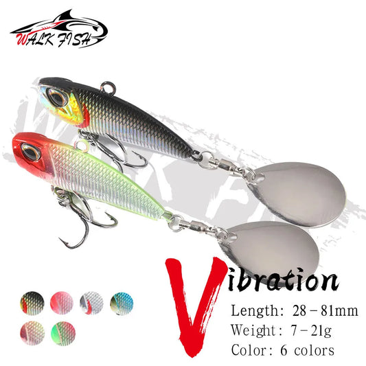 VIB Spinner Bait Metal Fishing Lure – Rotating Tail Wobbler, 7g/11g/15g/21g (0.25/0.39/0.53/0.74 oz), 28–42 mm (1.10–1.65 in), 11 Colors