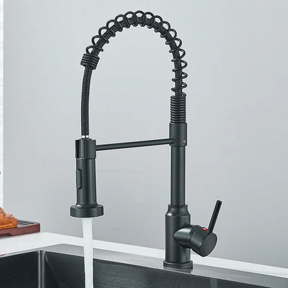 Pull-Down Kitchen Faucet Single Handle 360° Swivel Dual-Function Spray – Stainless Steel Sink Faucet (Black, Brushed Nickel, Chrome)