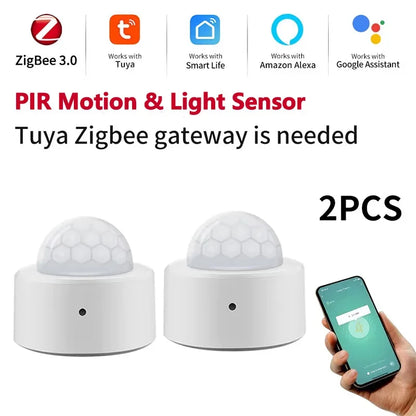 Zigbee PIR Motion Sensor & Light Detector - Smart Home Motion Sensor with Mobile App Control
