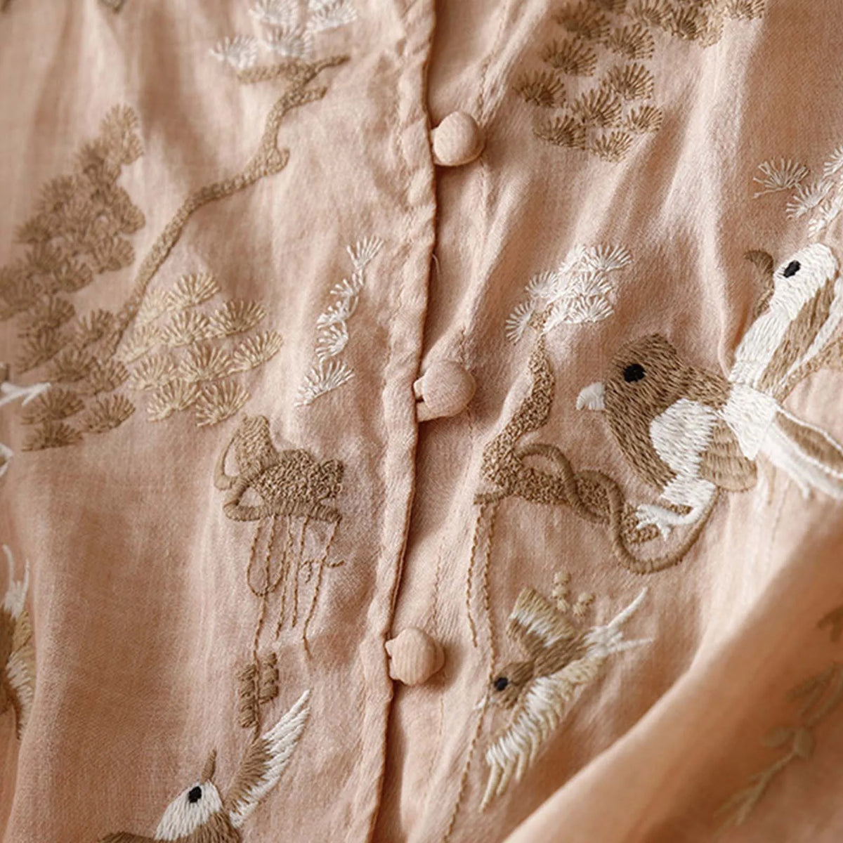 ZOMAXIUJEE Loose Fit Embroidered Blouse - Full Sleeve