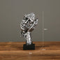17cm Home Decor Abstract Silence Is Gold Figurine Resin Hand Face Silent Men Statue Sculpture Home Office Living Room Decoration