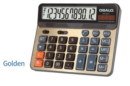 Solar Dual-Power 12-Digit ABS Calculator for Office, Finance & Students